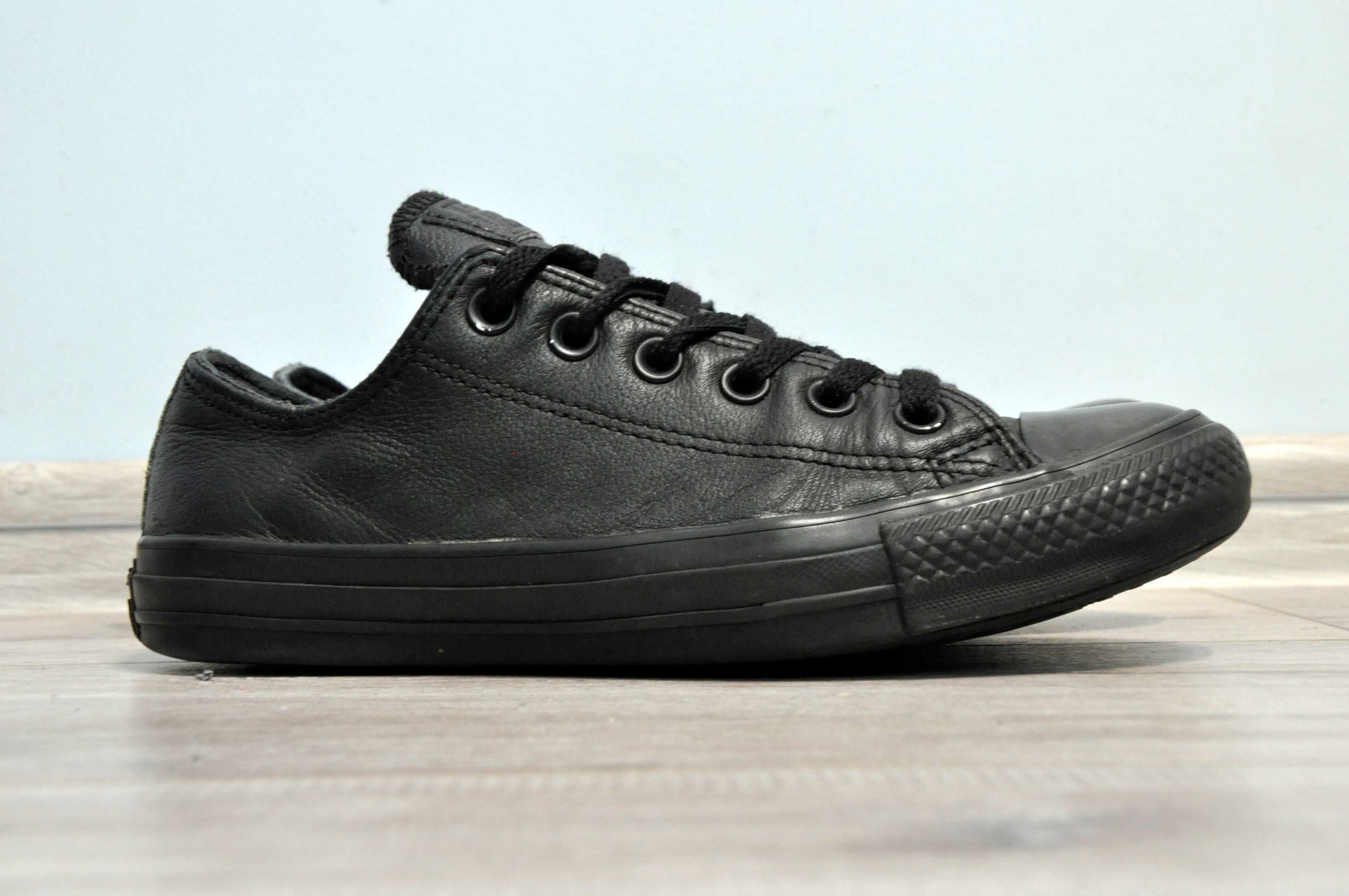 Черные кожаные кеды converse all star конверсы низкие, р. 37 - 38