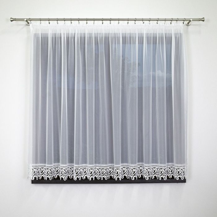 Firanka woal gotowa z gipiurą 400x150 cm biała