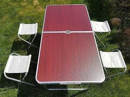Стол алюминиевый усиленный раскладной для пикника + 4 стула, чемодан