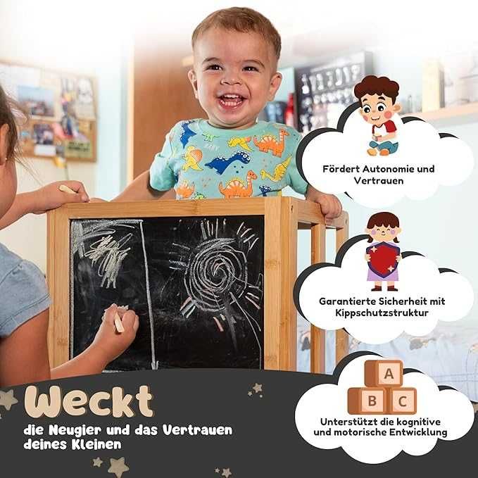Wieża Drabina Montessori edukacyjna dla dzieci Wielofunkcyjna Bambus