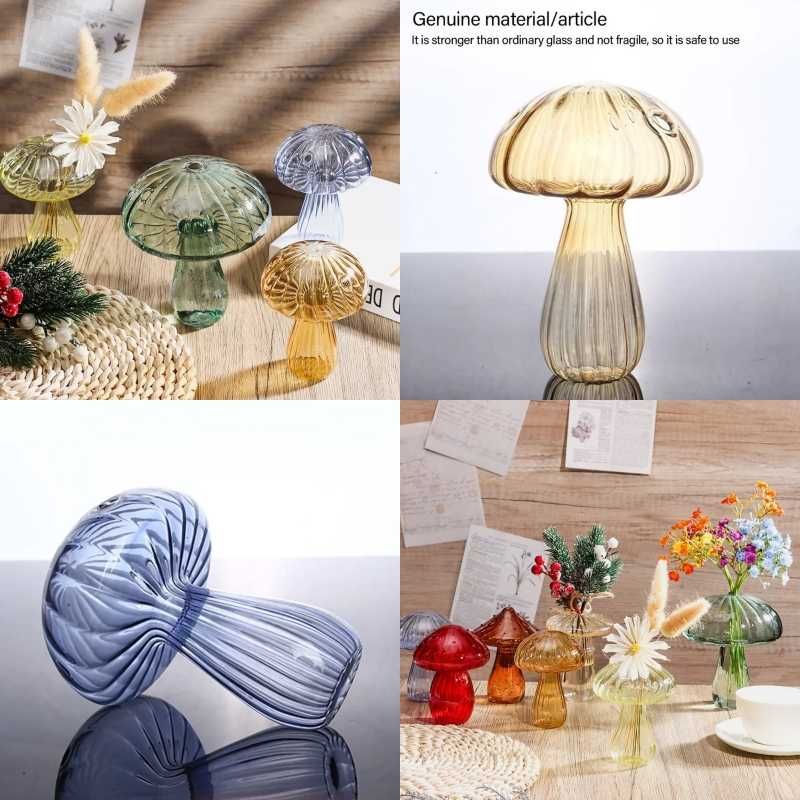Креативна скляна ваза для квітів у скандинавському стилі гриб гриби