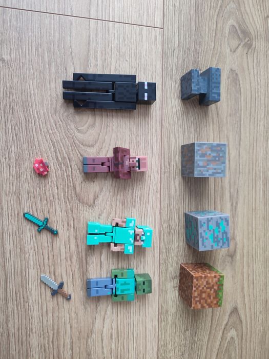 Minecraft figurki- Steve, Enderman, Zmobi i Blacksmith villager