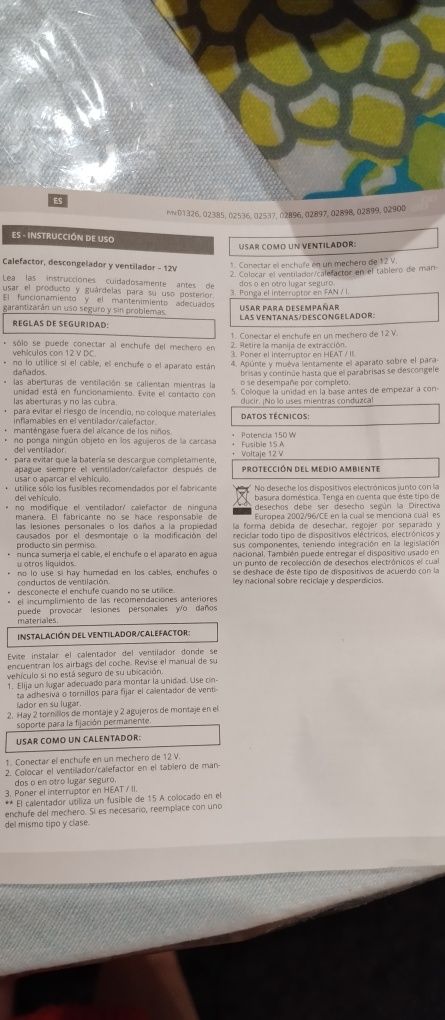 Termoventilador 12 v ar quente
