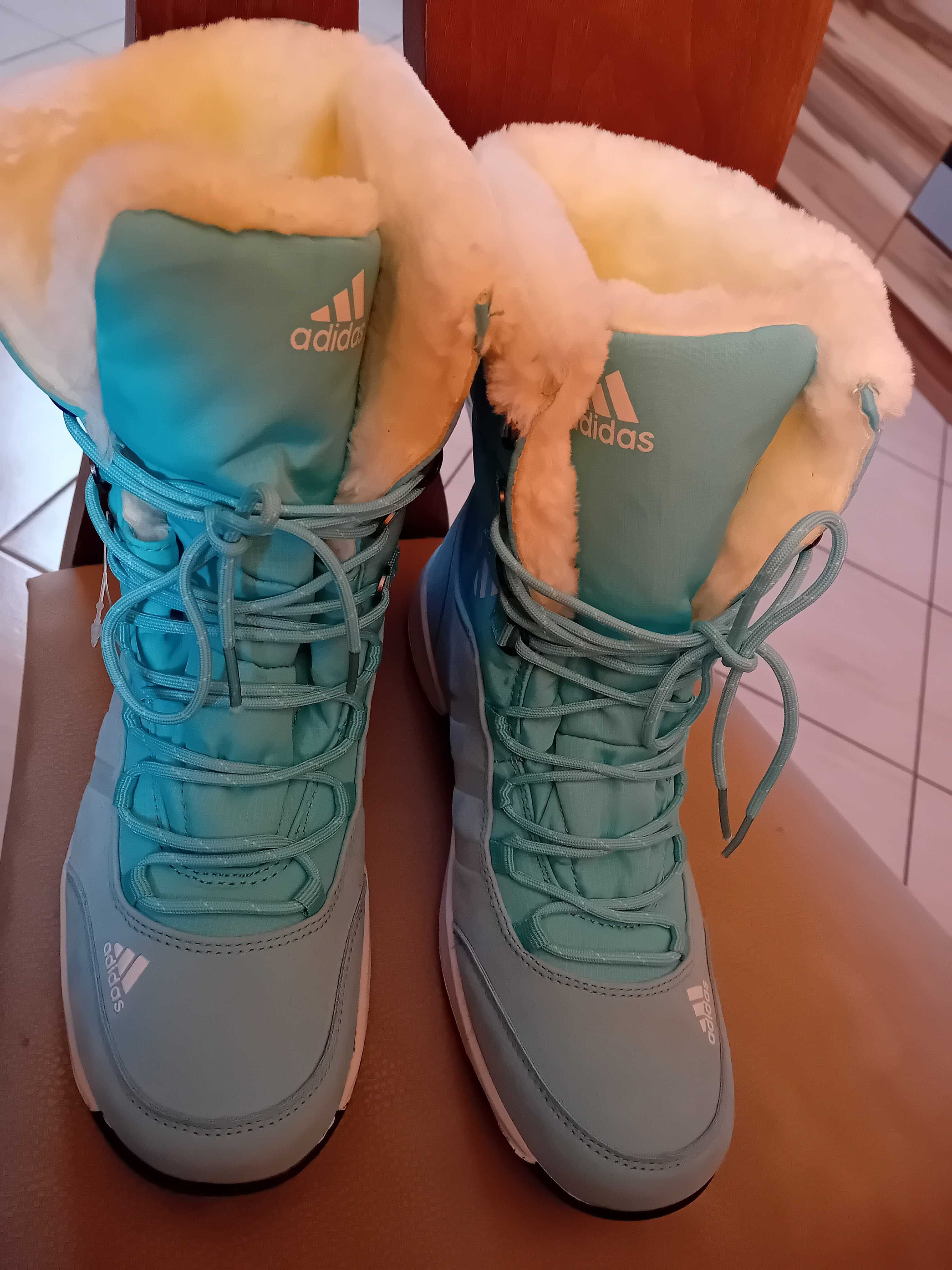 Buty ADIDAS śniegowce zima ciepłe z futerkiem