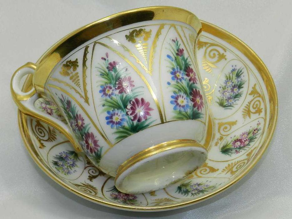 Kolekcjonerska wiekowa ręcznie malowana filiżanka  Francja XIXw.