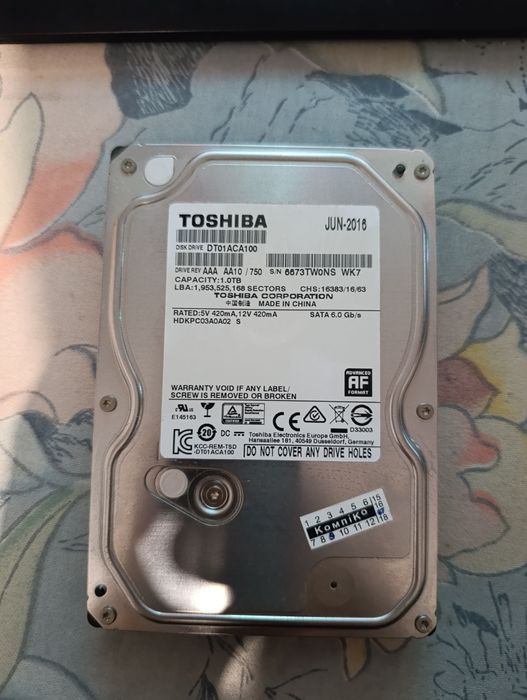 Жёсткий диск SATA 3, 3,5 Toshiba 1tb 7200 rpm