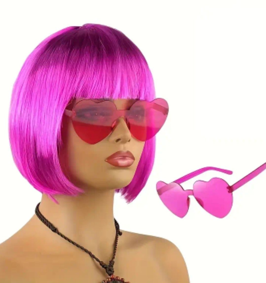 Różowa peruka plus okulary