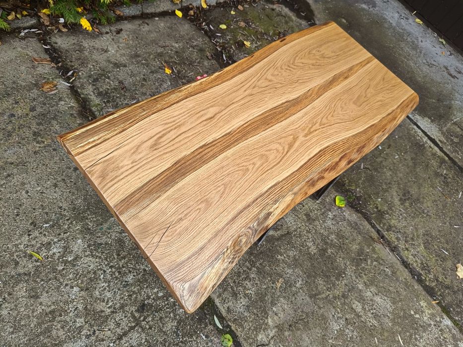 Blat dębowy 140x63-67 na stół biurko ławę Live Edge stolik kawowy