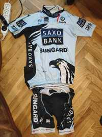 Sportful saxobank tinkoff komplet M/L Spodenki koszulka kolarska szosa