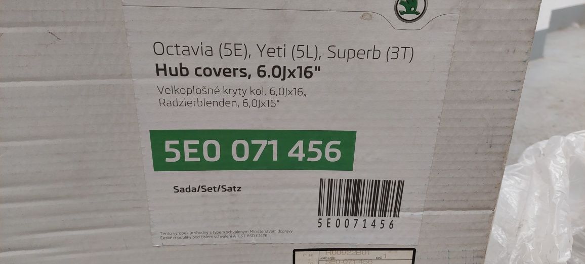 Sprzedam kołpaki oryginał Skoda 6.0xJ16