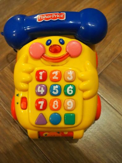 Telefon, pozytywka FISHERPRICE, angielski liczby i figury, melodie