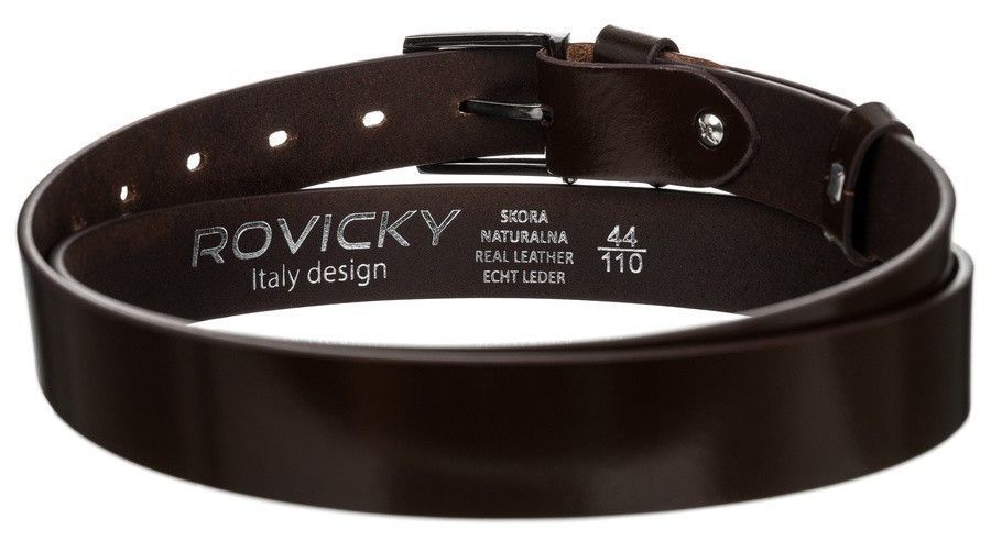 wąski pasek męski z polerowanej skóry naturalnej licowej - rovicky 100