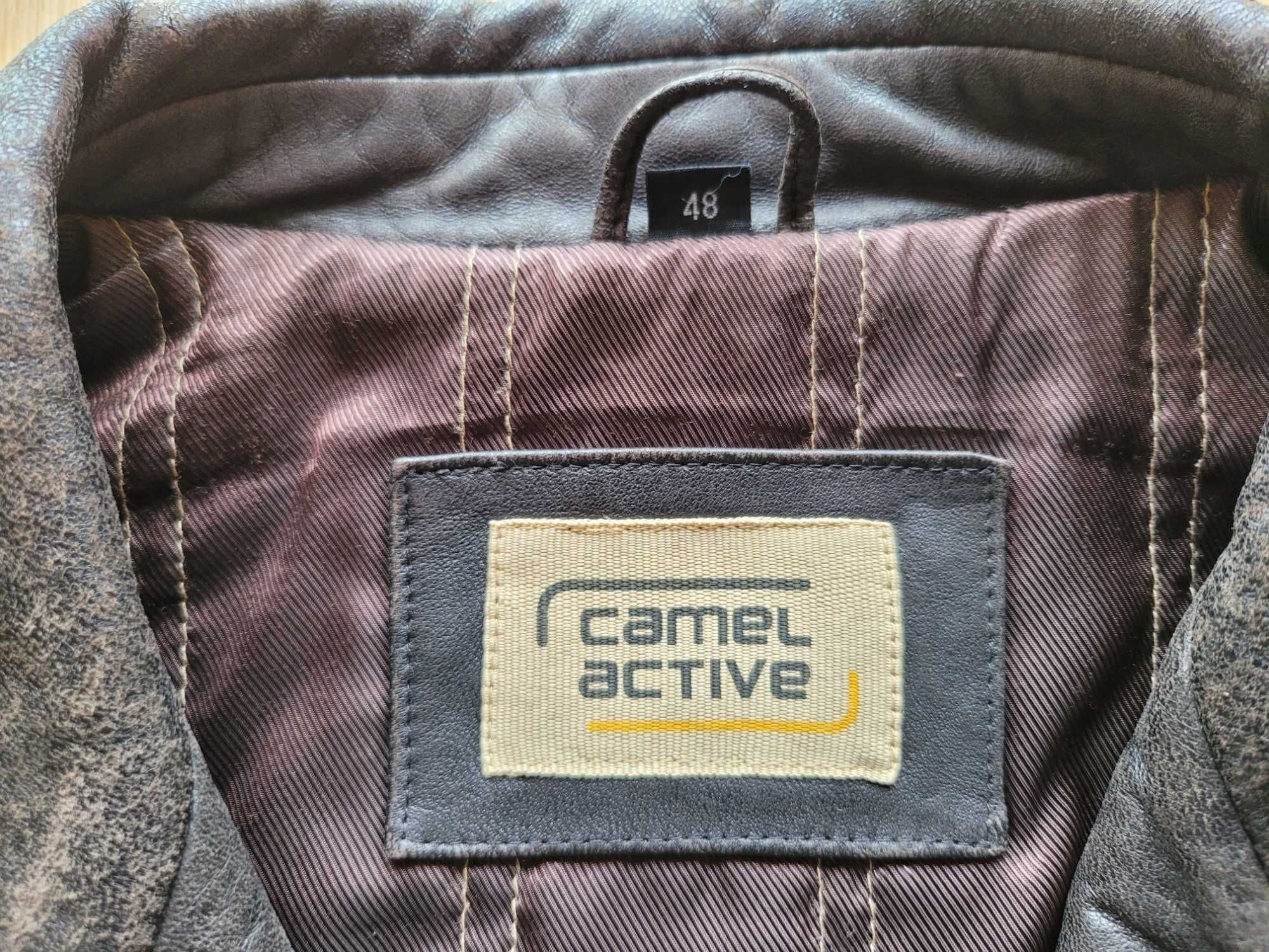 Casaco comprido em pele castanho escuro Camel Active para homem