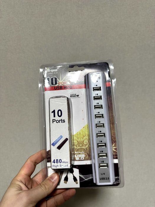USB-розгалужувач HUB на 10 PORTS 220V