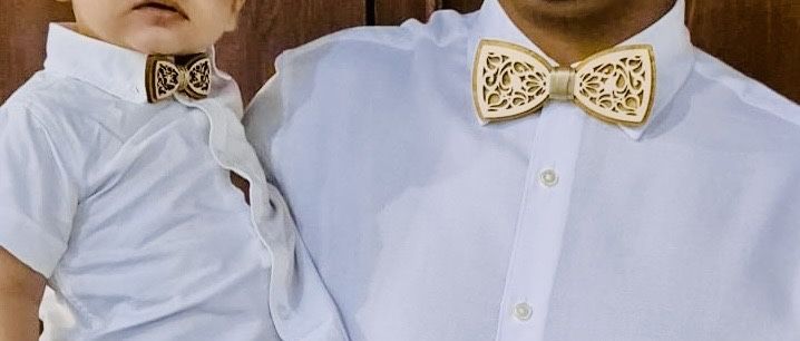 Laço em madeira, acessório de camisa de homem adulto ou criança