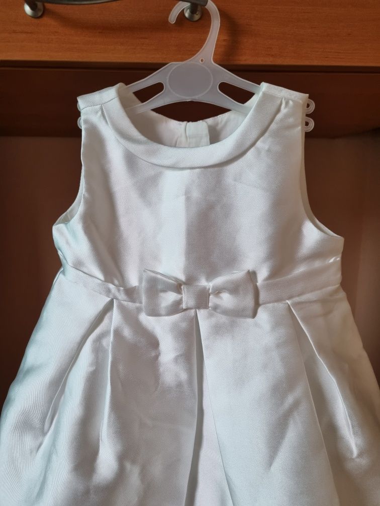 Biała sukienka z bolerkiem Cool Club r.80. Chrzest/roczek