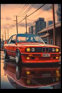 Plakat na płótnie BMW 3, RWD, 50x70 cm E30 klasyk