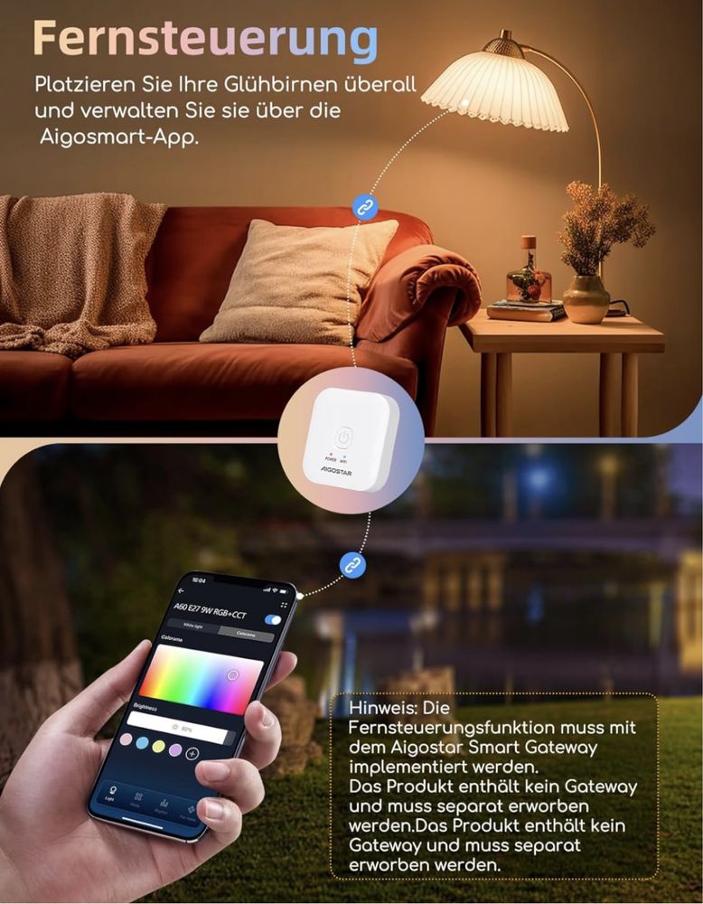 Inteligentne żarówki z pilotem 4 szt-bluetooth