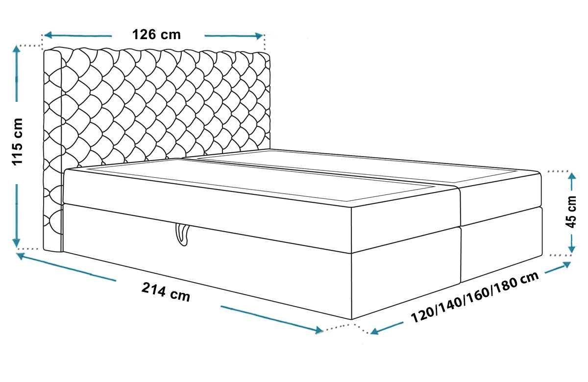 Łóżko kontynentalne BOX VIII 160 × 200 topper GRATIS!