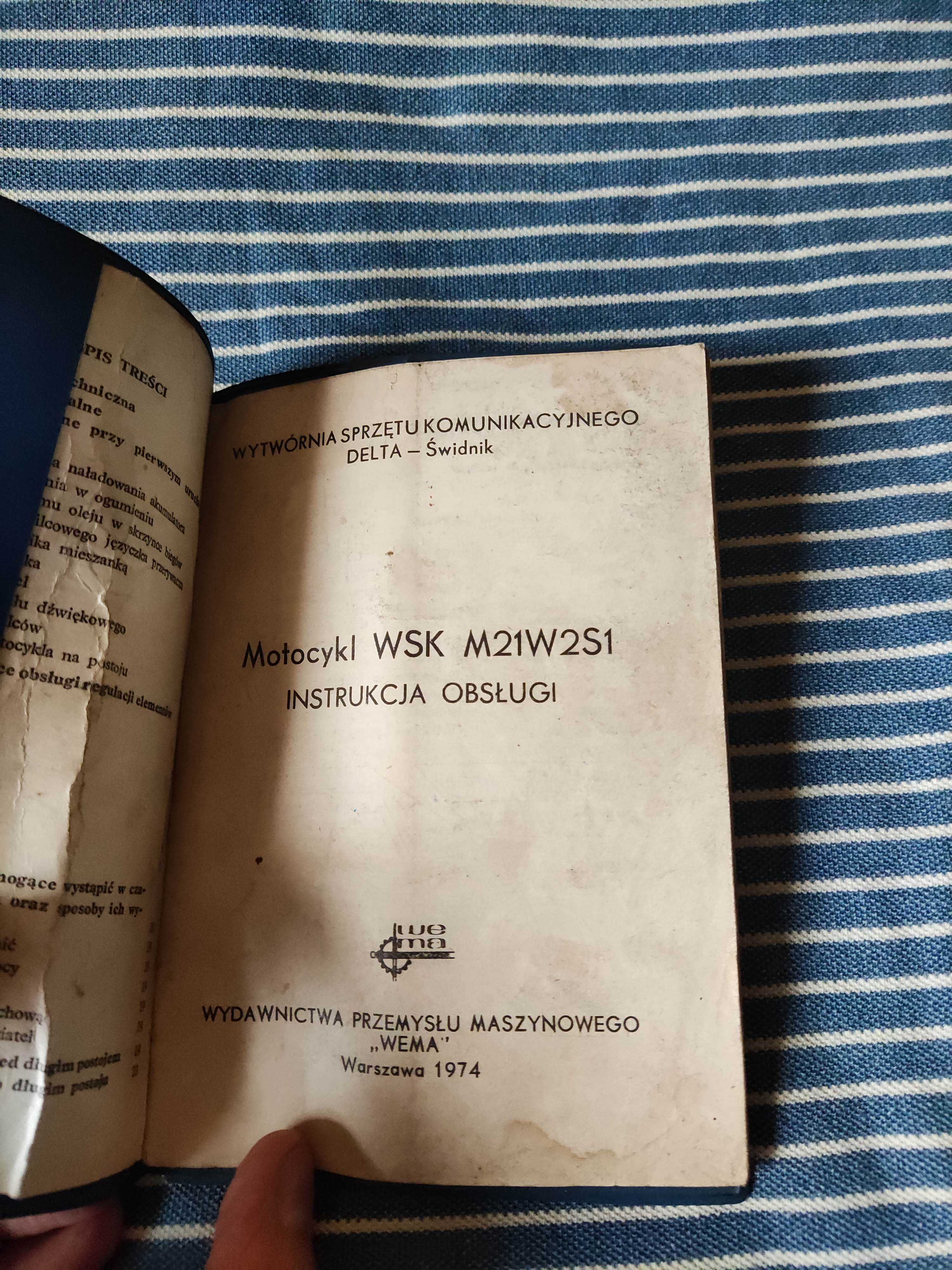 Instrukcję obsługi motocykla WSK M21W2S1.  1974