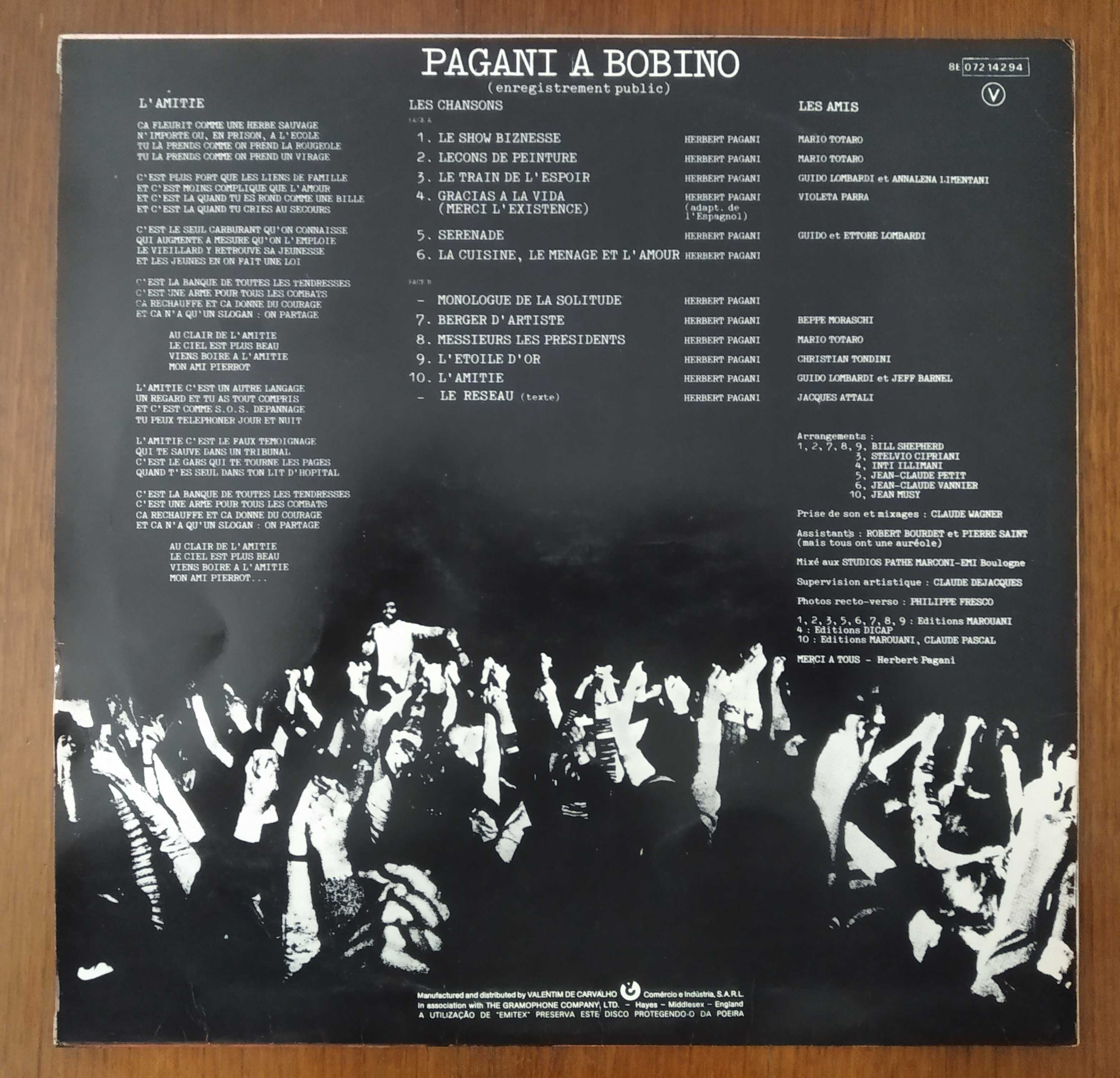 Herbet Pagani disco de vinil "Pagani a Bobino".