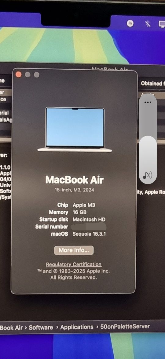 Laptop Mackbook Air M3 15" 16GB RAM ; 256GB