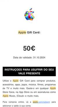 Vendo Gift Card Apple de 50€ à 40€