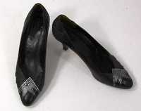 Buty skórzane czarne na obcasie Rozmiar 6 ( 39 )