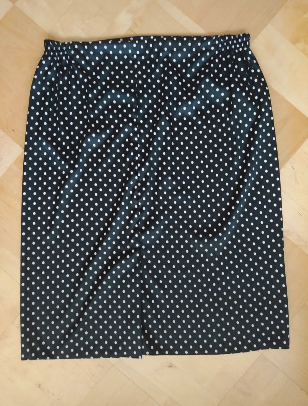 Nowa spódnica 50 w grochy w kropki z gumką czarno biała 100% polies