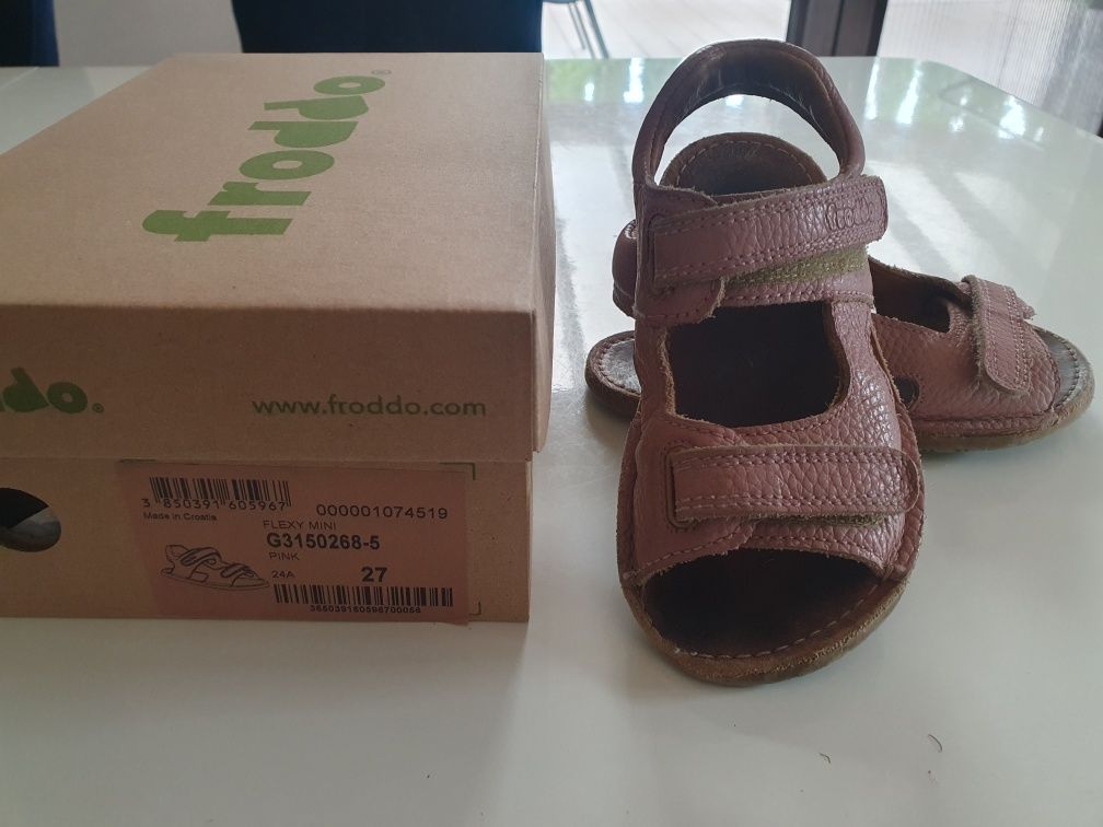 Sandałki skórzane froddo barefoot 27 flexi mini różowe giętkie