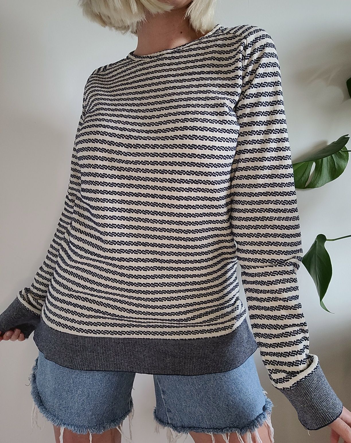 Bawełniana bluza w paski crewneck 100% bawełna Homebound