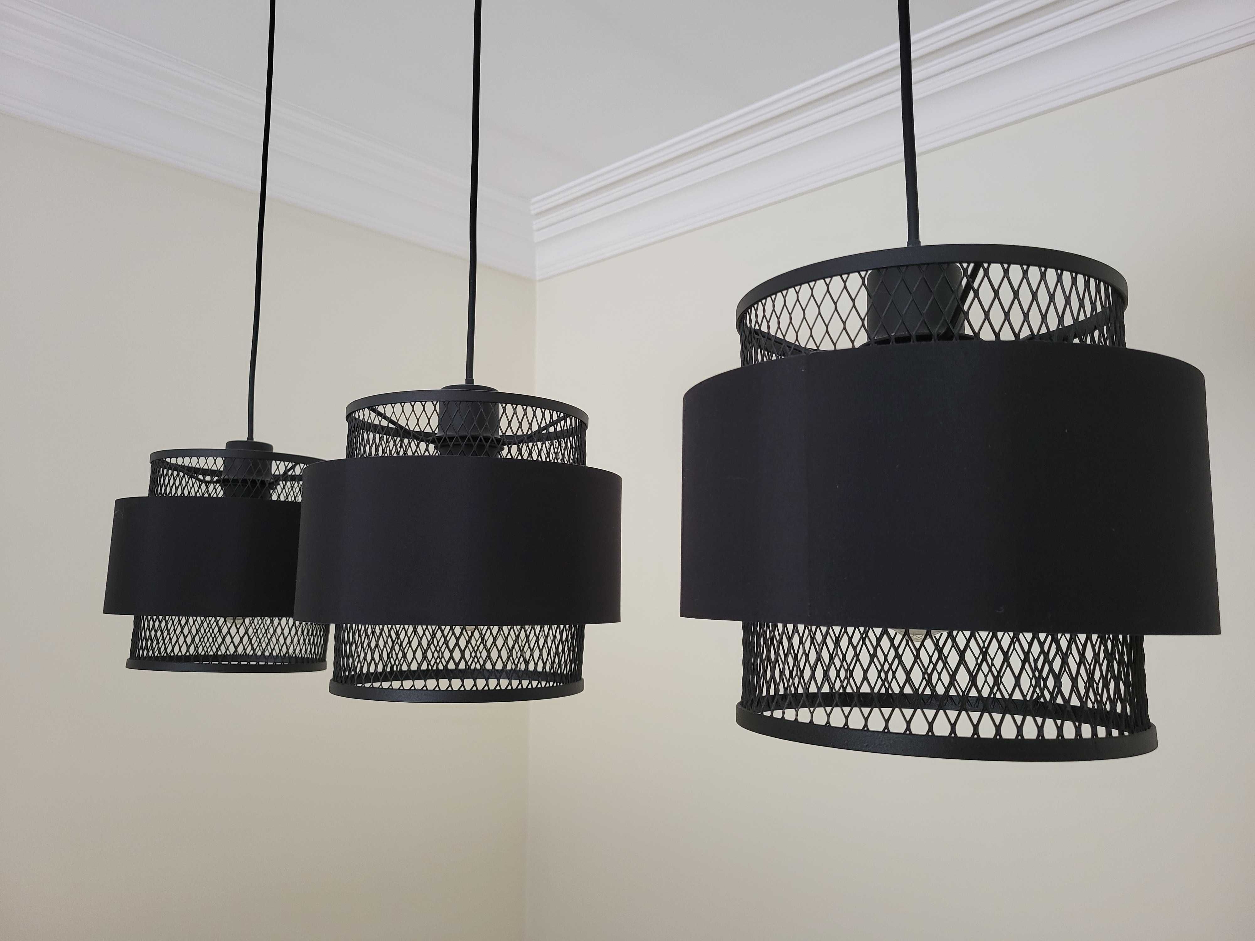 Candeeiro de teto suspenso Ottomane Inspire 3 luzes E27 metal preto