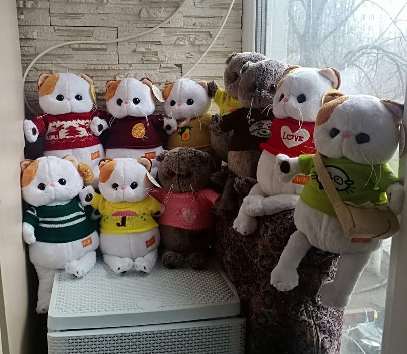 Мягкая игрушка кот Басик и кошечка Лили в одежде качественные