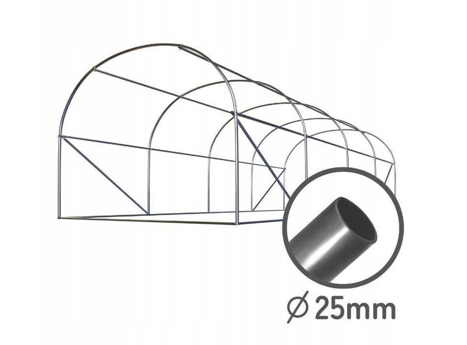 GRUBE RURY Mocny TUNEL Foliowy 4m x 2,5m ogrodowy szklarnia ogrodowa