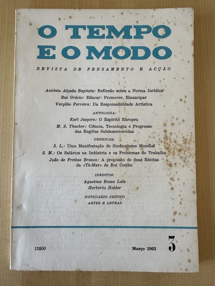 Revista O Tempo e o Modo n°3 - 1963 inclui Herberto Helder