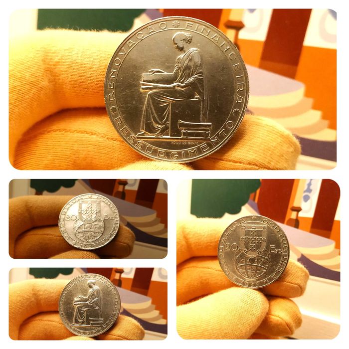 Moeda Portugal 1953 20$00 Escudos Ren. Financeira