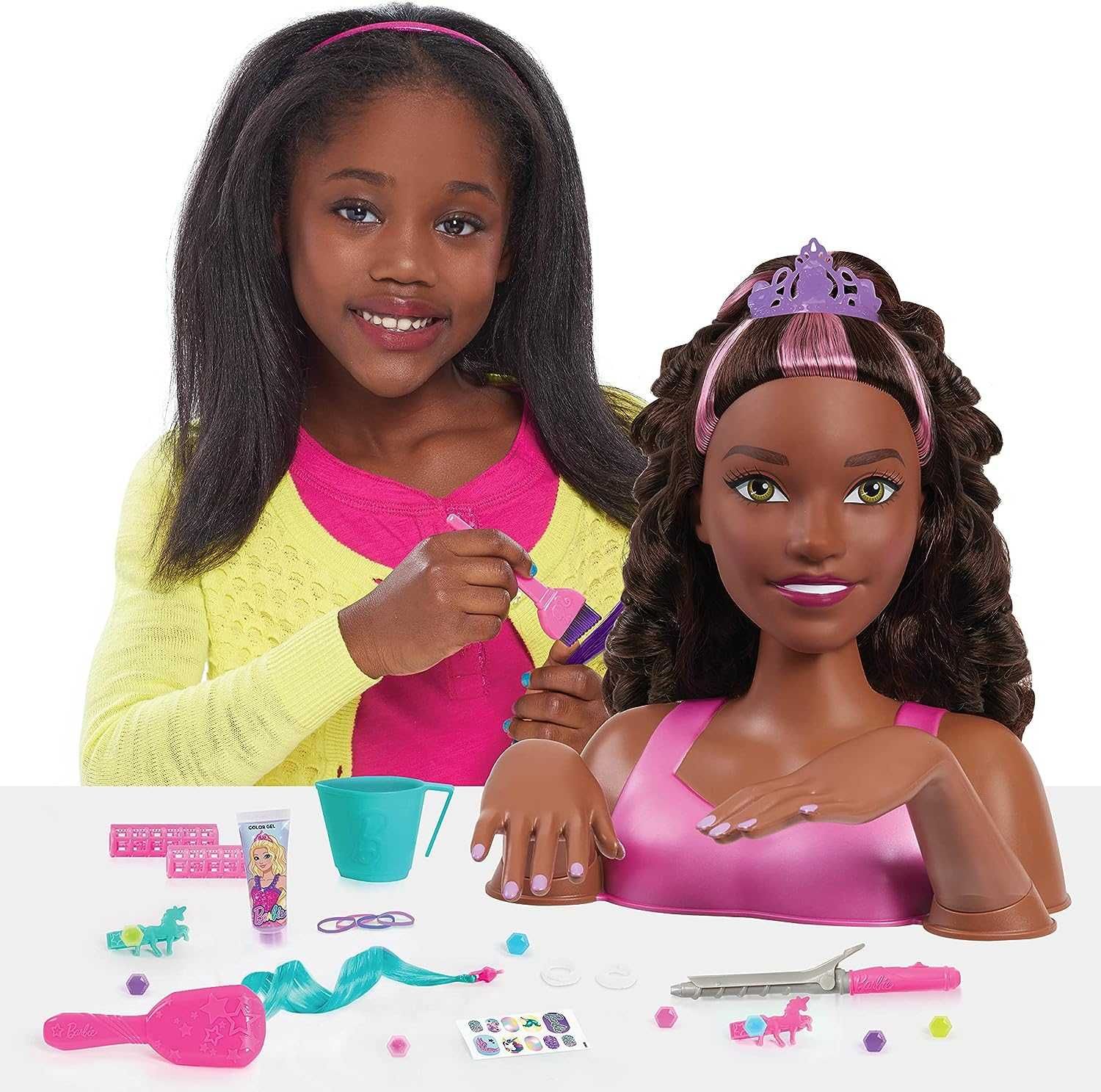 Манекен для зачісок барбі-негритянка.Barbie Unicorn Party Styling Head