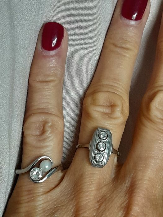 R.15 Pierścionek Art Deco Złoto 585 Diamienty 0.15ct Certyfikat