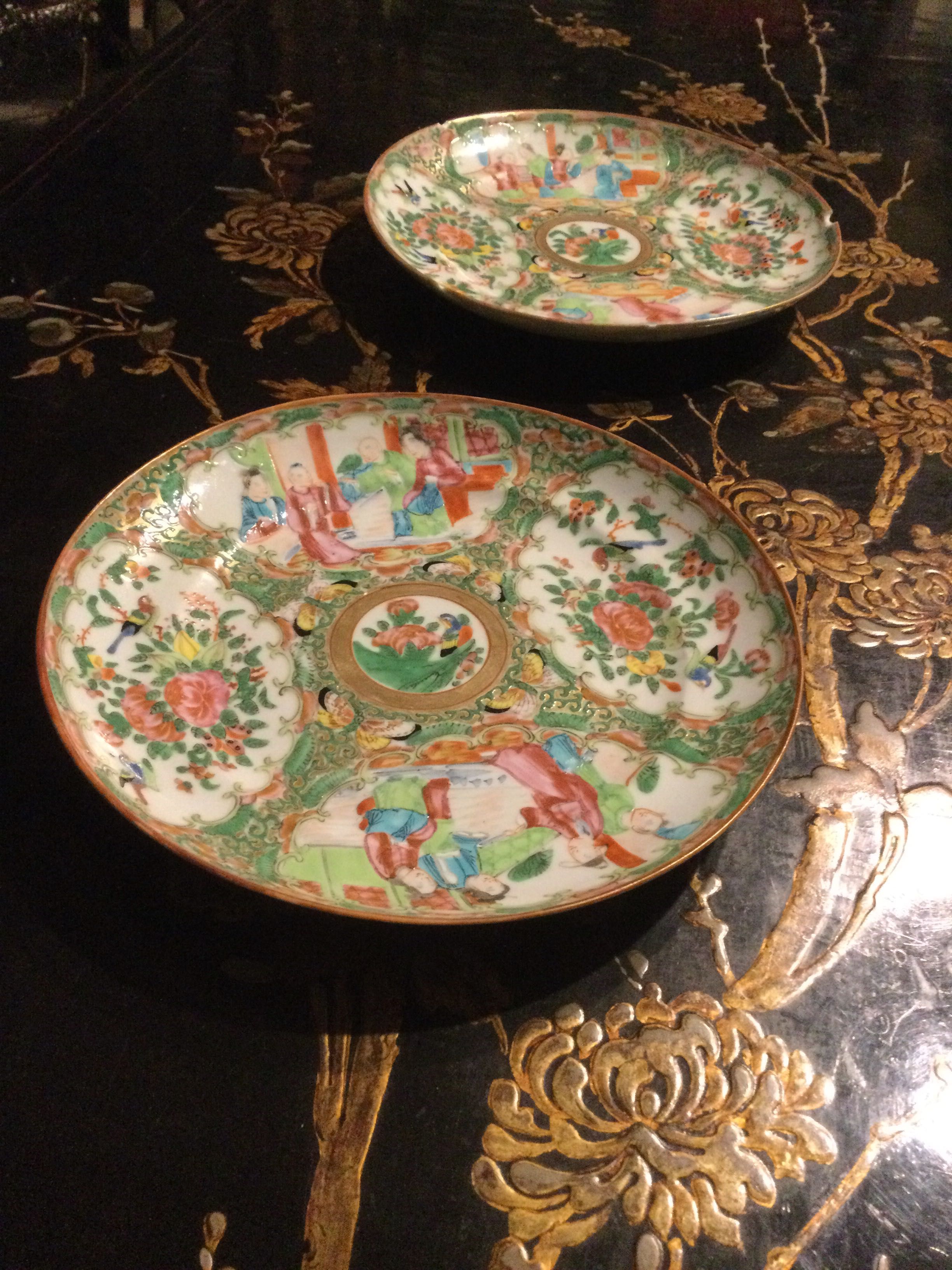 Dois pratos porcelana chinesa séc XIX 21 cm