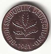 1 Pfennig de 1981 G, Alemanha