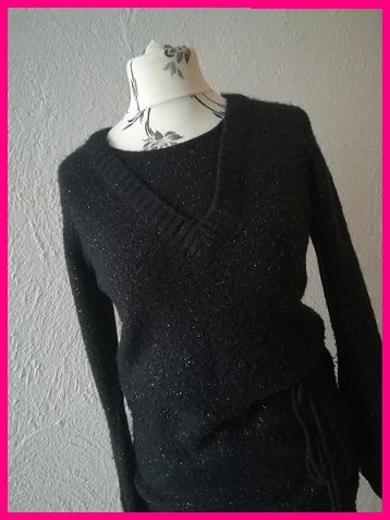 Sukienka dzianinowa M L XL 38 40 42 elastyczna z drobinkami srebra