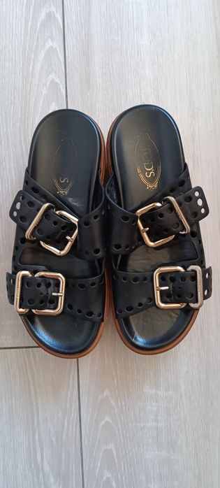 Босоніжки шкіряні шльопанці на платформі жіночі Tod's оригінал 36