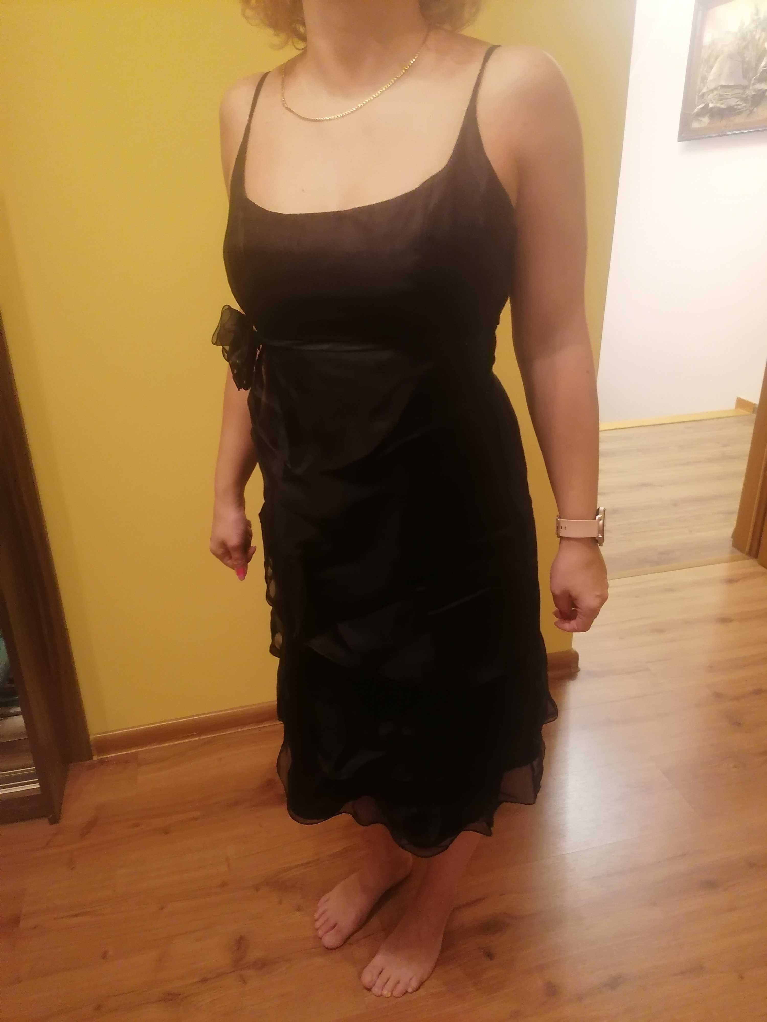 Sukienka z kokardka czarna r 40. Karnawał,wesele,Andzrzejki, Sylwester