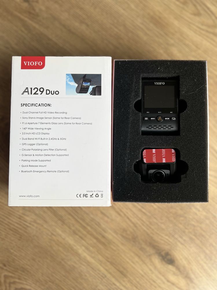 Wideorejestrator Viofo A129 Duo + zasilacz trybu parkingowego