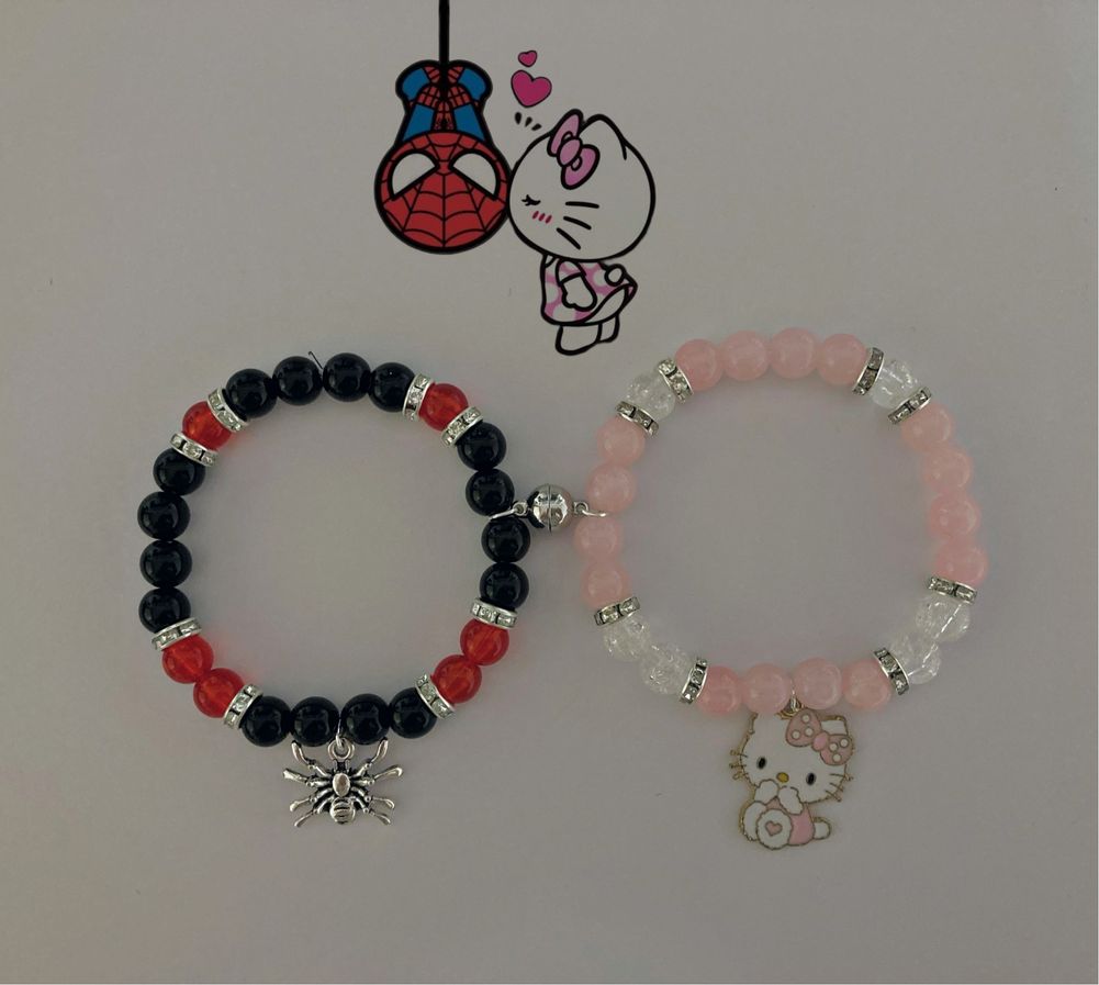 Bransoletki dla par hello kitty x spiderman