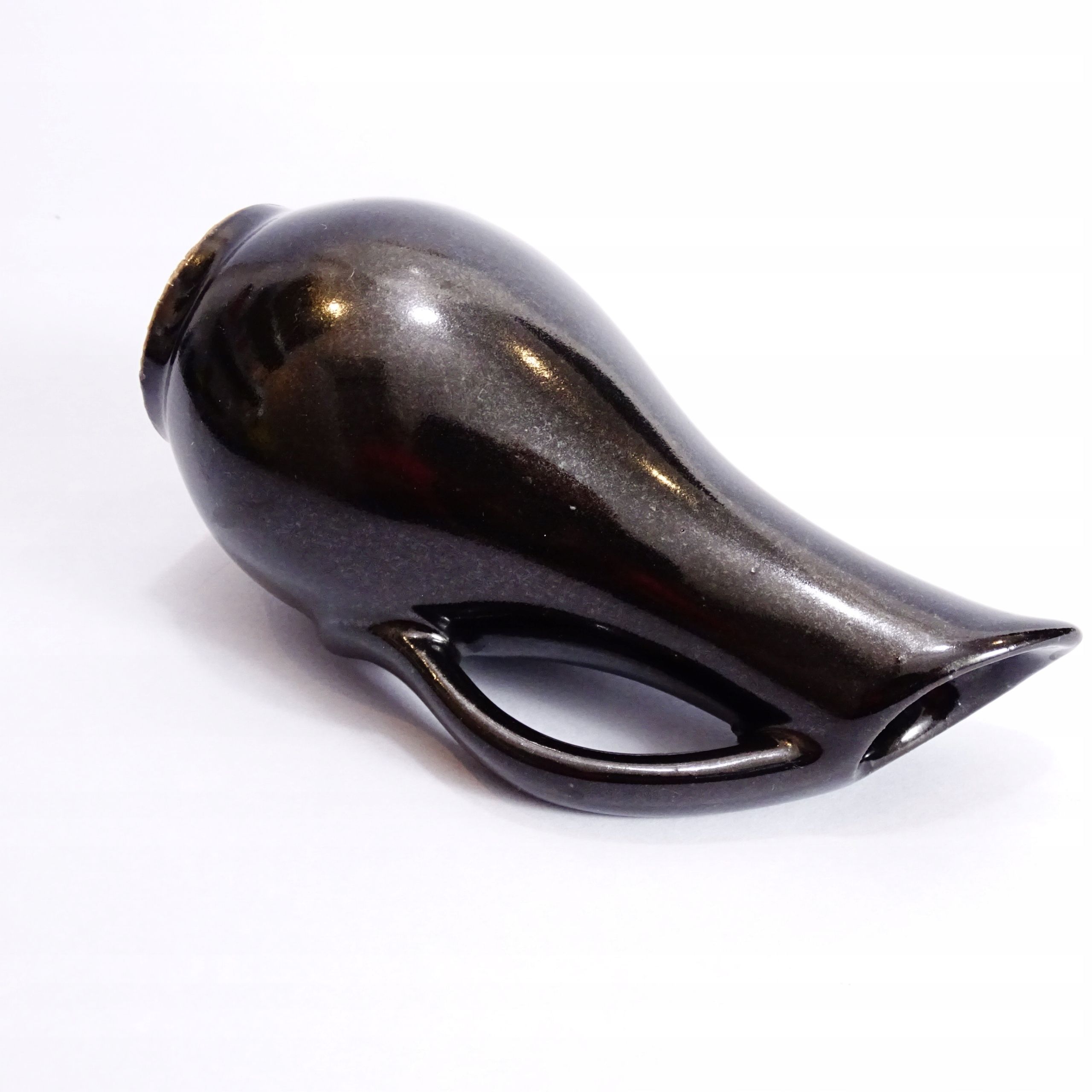 lata 60-te czarny ceramiczny wazonik dzbanuszek