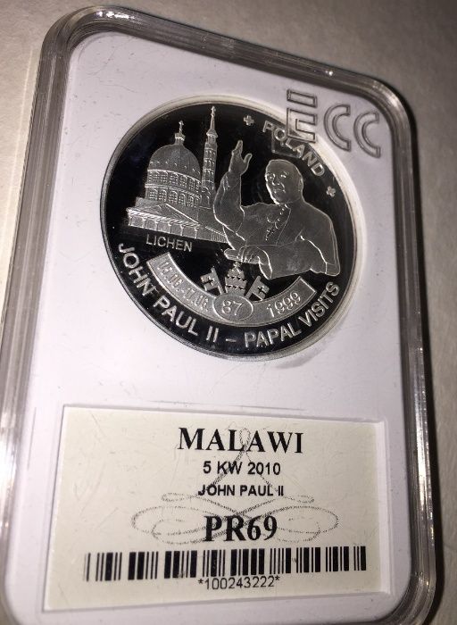Jan Paweł II POLAND Pielgrzymka Licheń MALAWI Prezent Komunijny Moneta