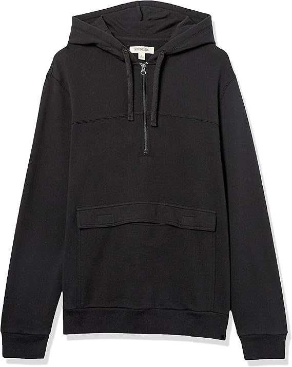 Męski Anorak GOODTHREADS Heritag Wash Lekka Frotte Bawełna Czarny XXL