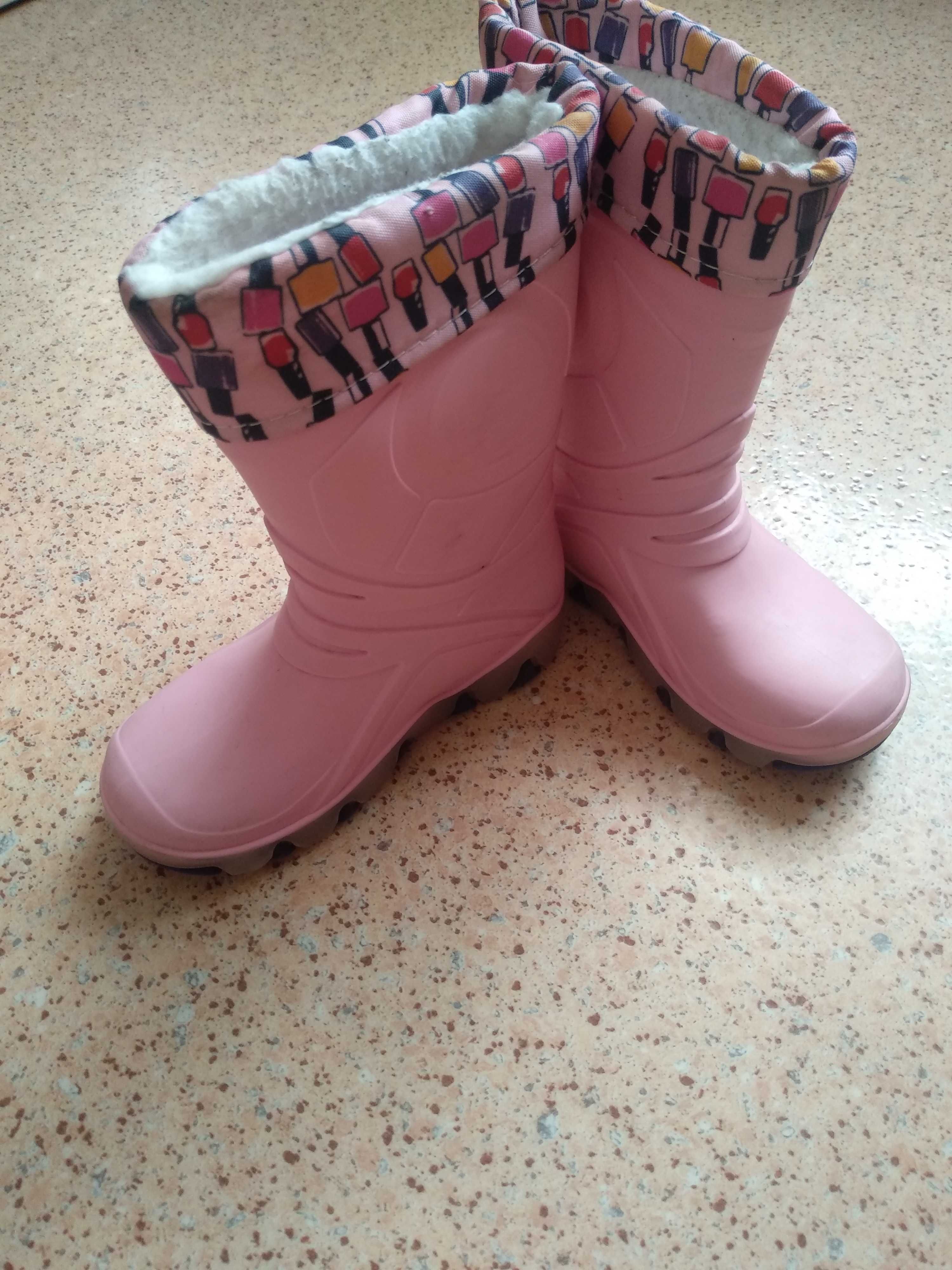 Утеплені гумові чоботи для дівчинки розмір 24-25 виробництва Італії