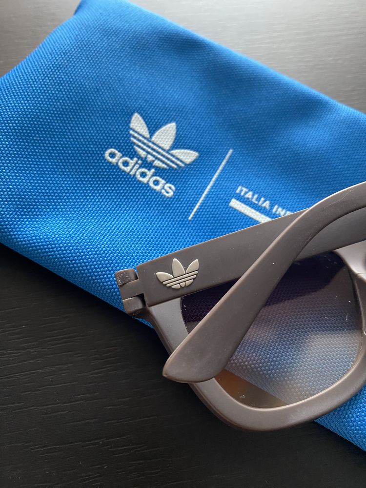 Adidas nowe brązowe okulary i etui